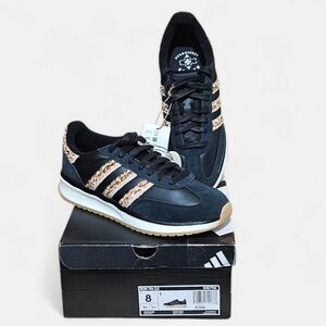 adidas Black Sneakers with Tan Leopard Stripes